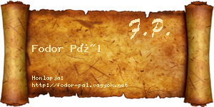 Fodor Pál névjegykártya